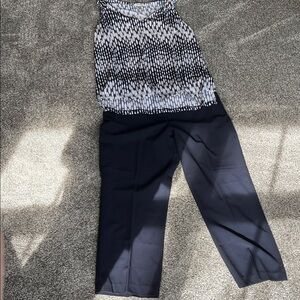 Dressbarn Navy and White Patterned pantsuit